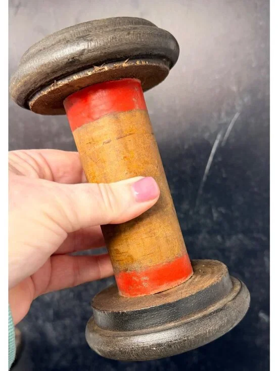 Vintage Large Wood Wooden Spool Rustic Textile Bobbin Decor Handmade 6.5" - Picture 4 of 5